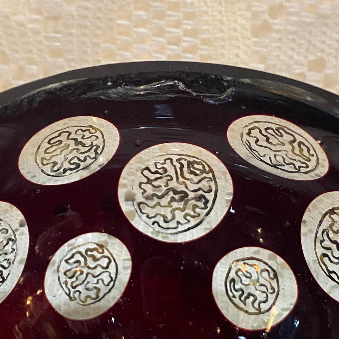 Bohemian Ruby Cut Glass Dish with Lid