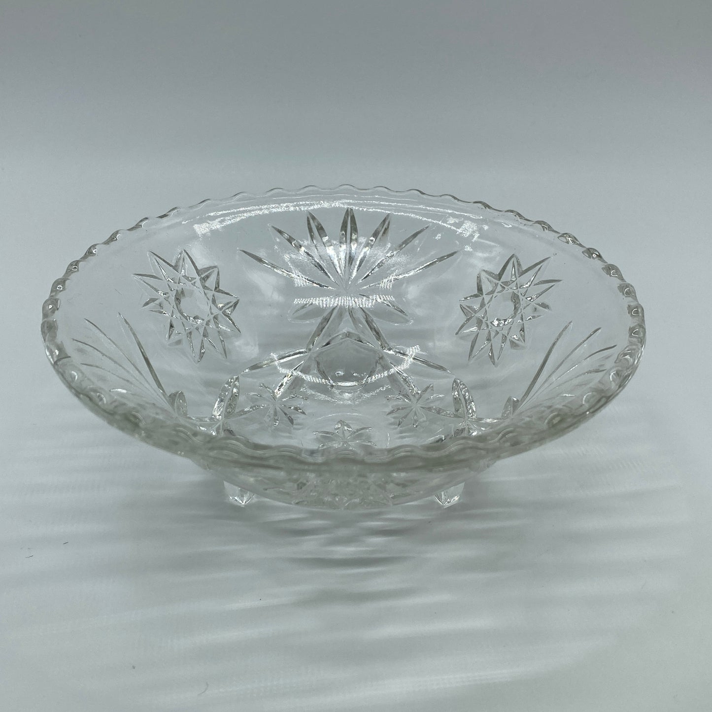 Anchor Hocking Star of David Glass Footed Candy Dish