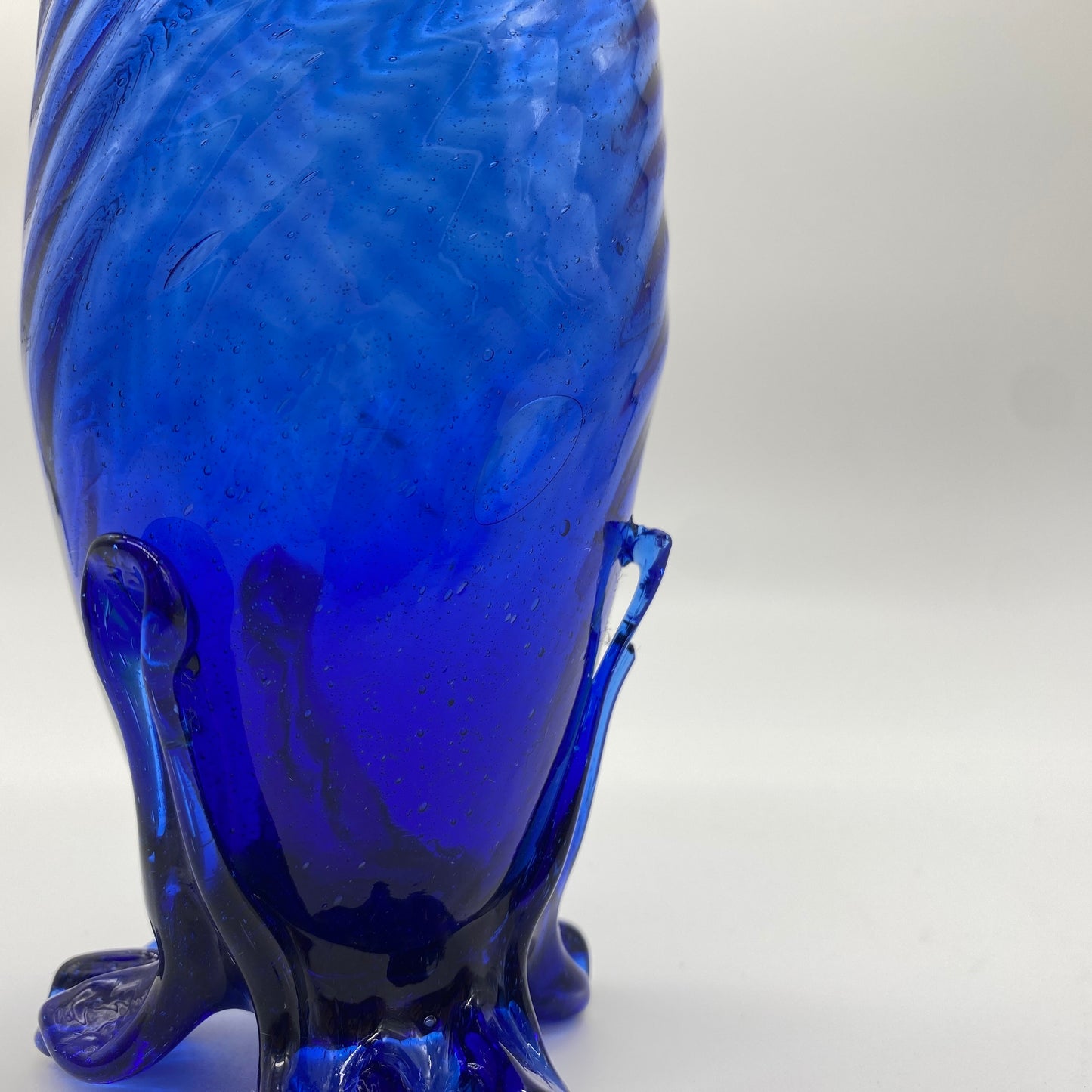 Cobalt Glass Footed Hat Pin Holder