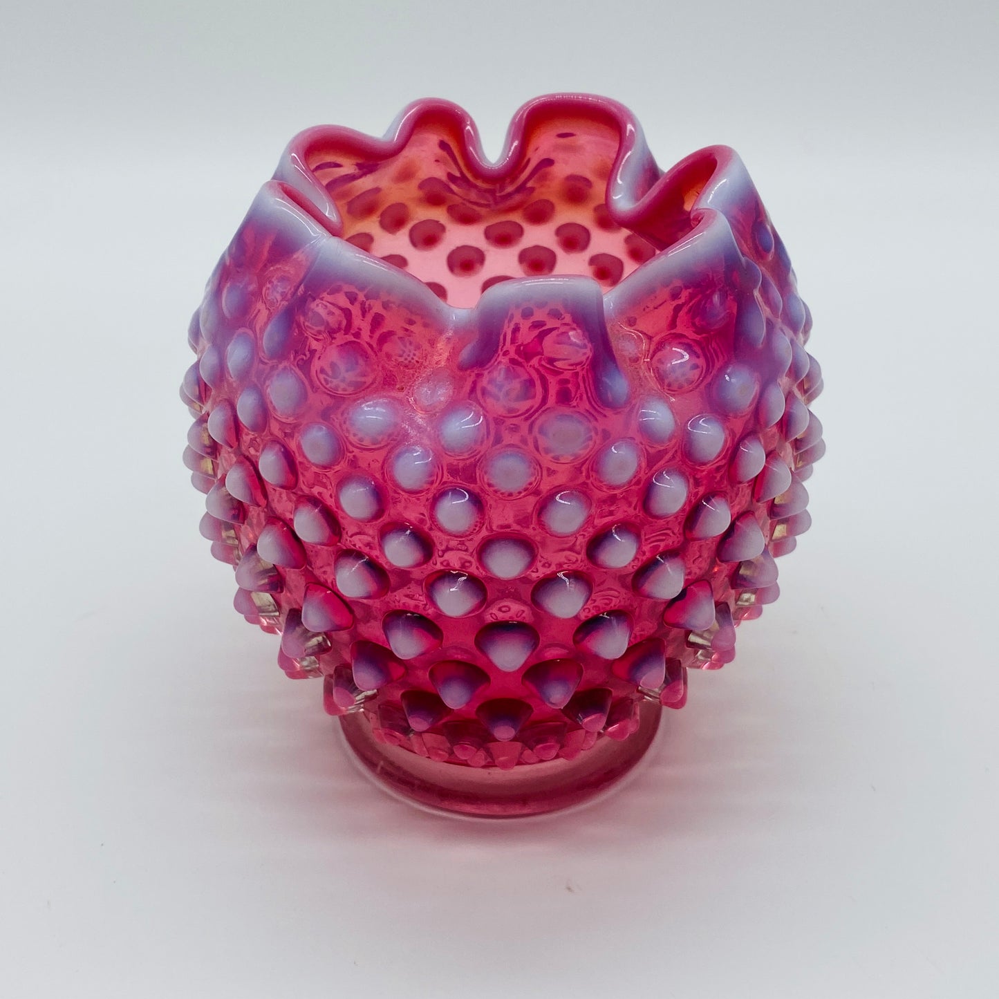 Fenton style Cranberry Opalescent Hobnail Art Glass