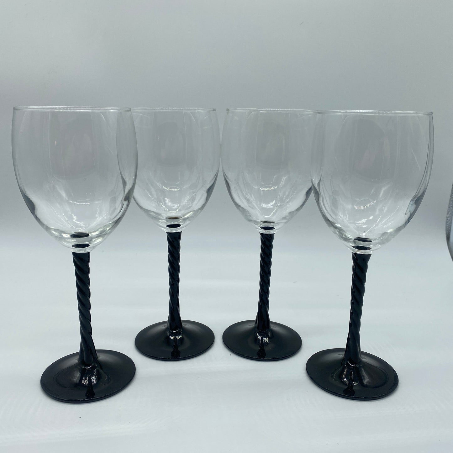 Black Twist Stem Wine Glasses - 4 Piece Set