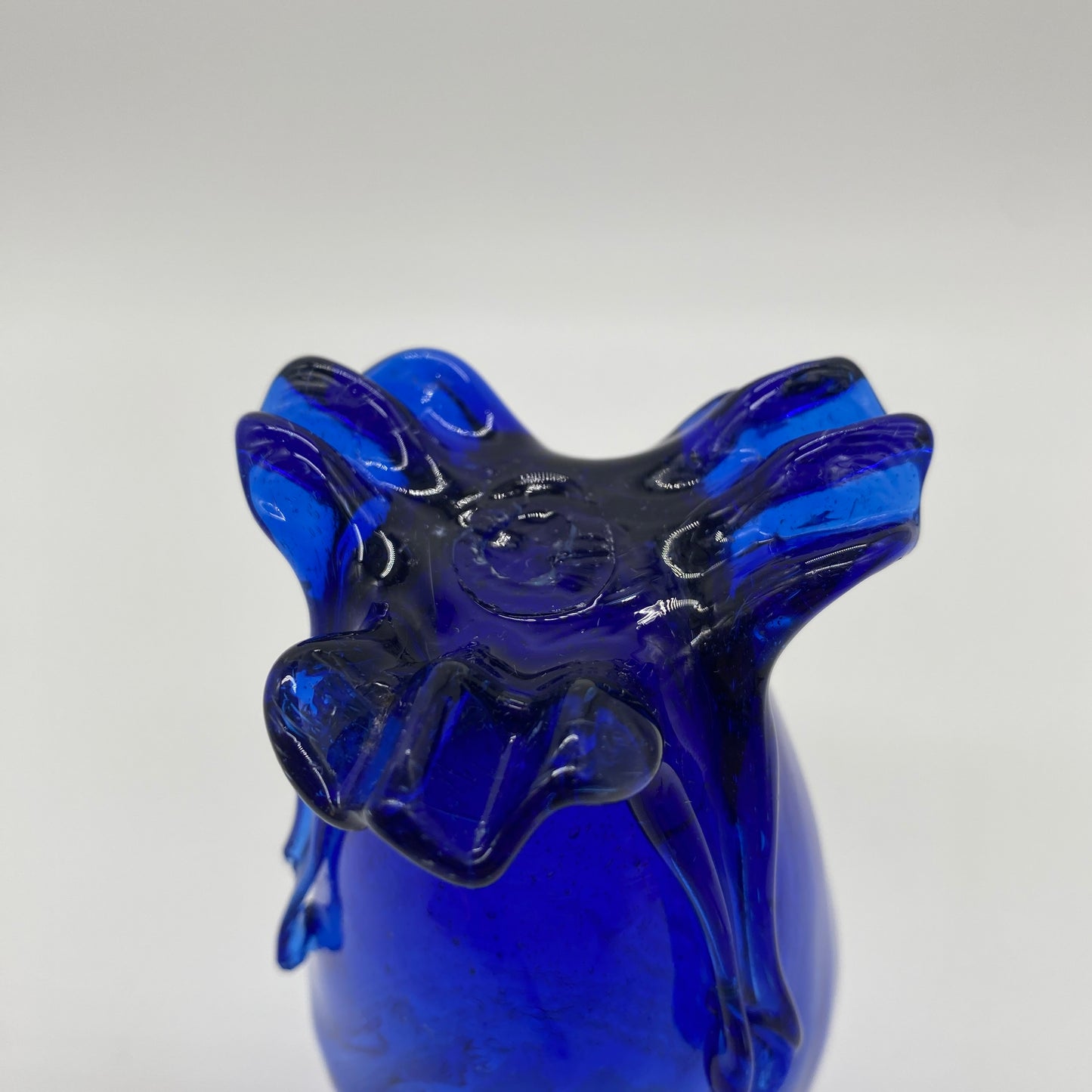 Cobalt Glass Footed Hat Pin Holder