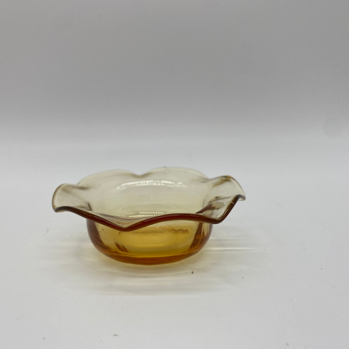 Yellow Ruffle Glass Salt Cellar