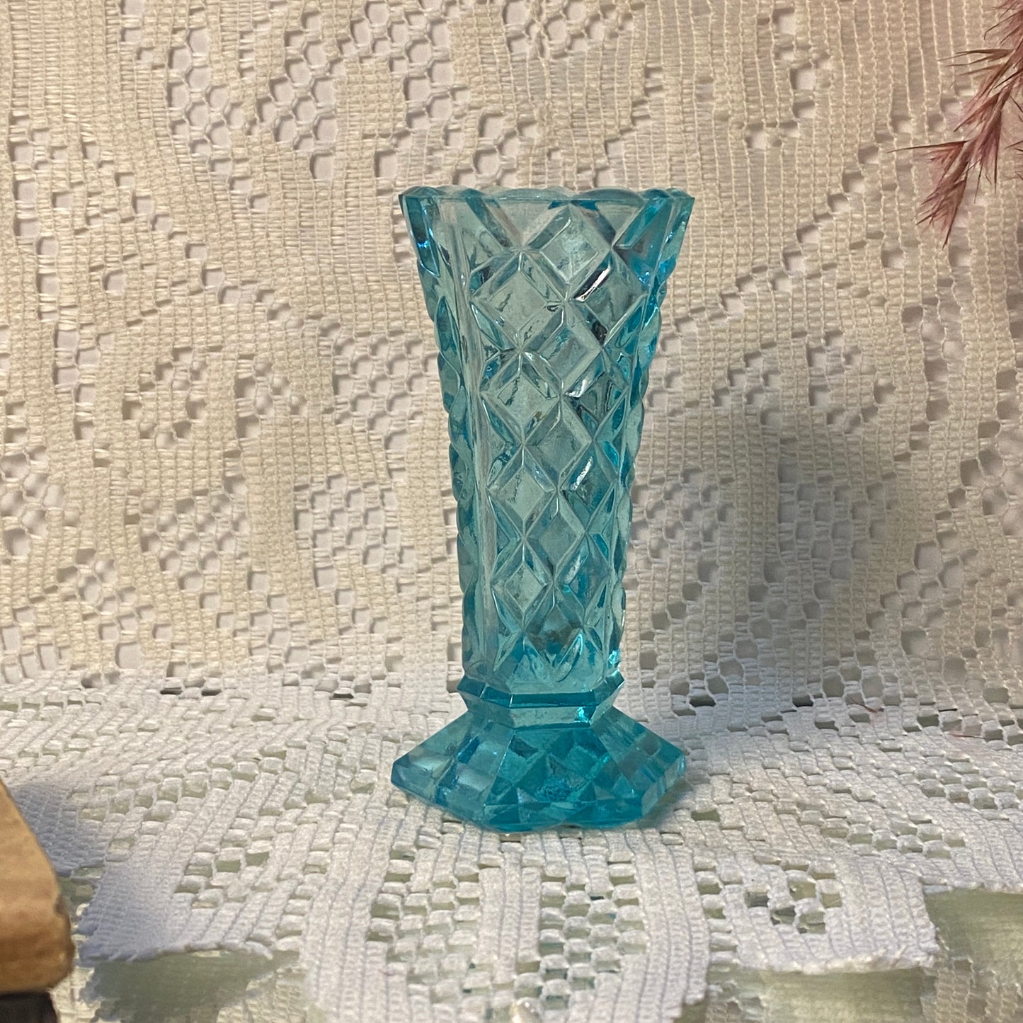 Aqua Blue Miniature Glass Vase