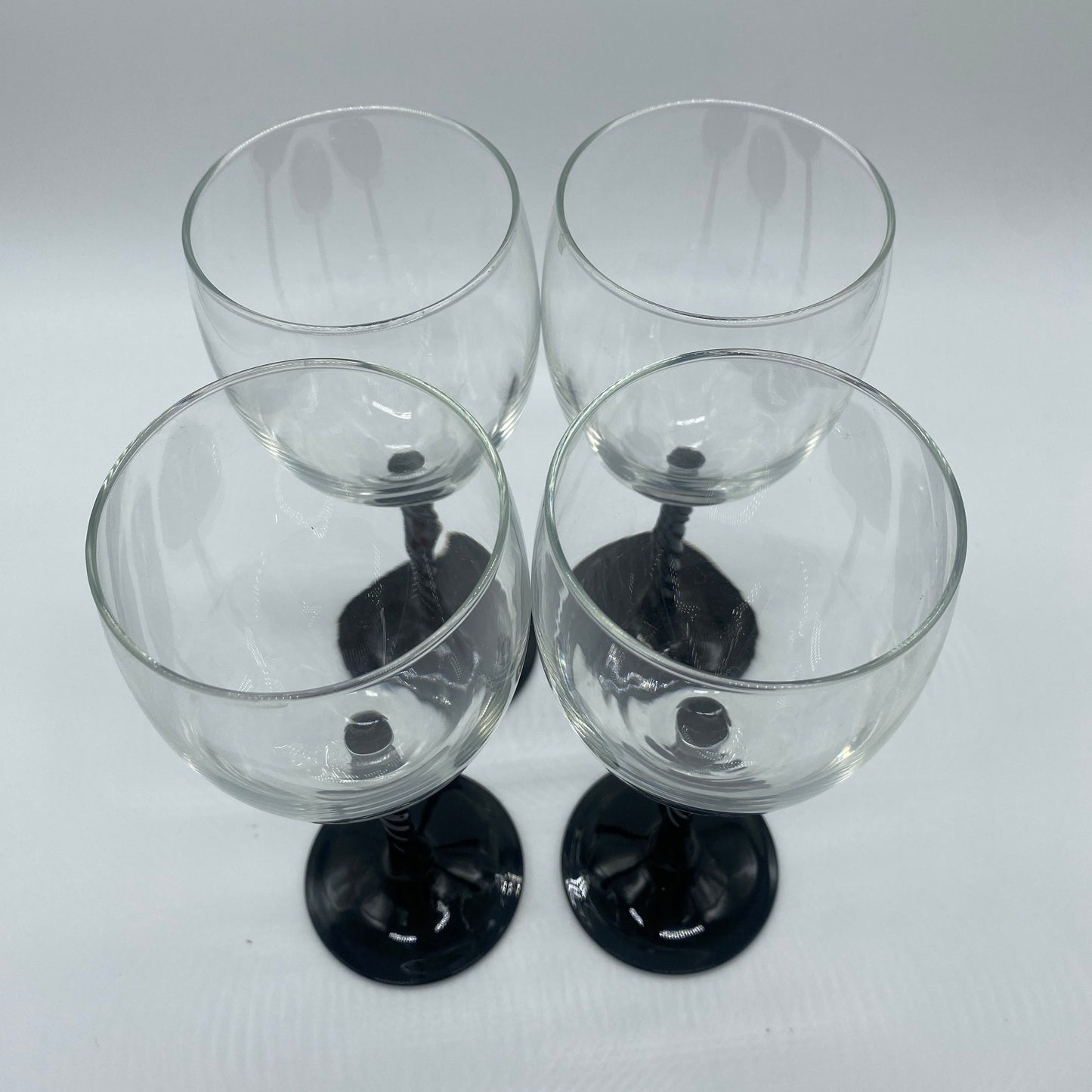 Black Twist Stem Wine Glasses - 4 Piece Set