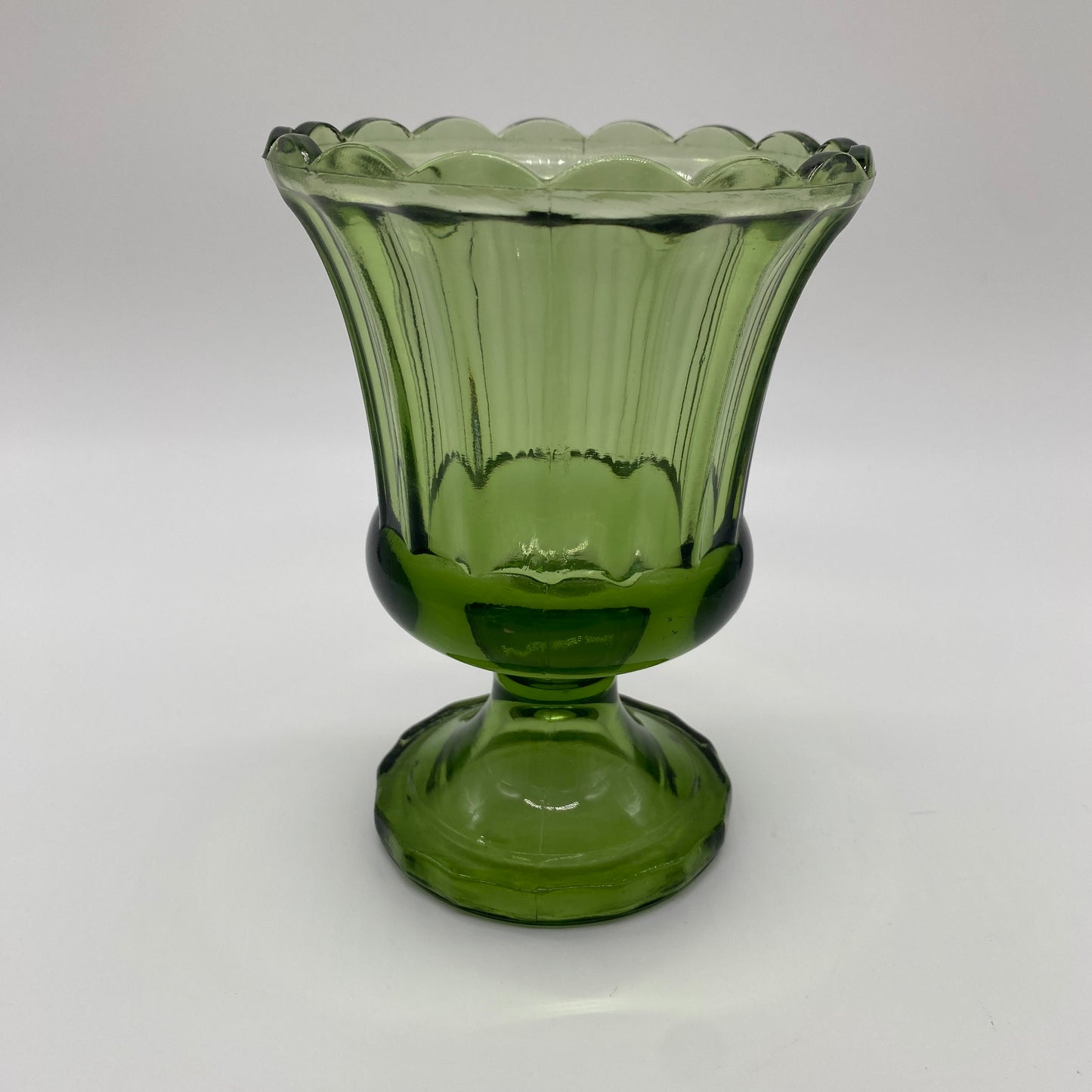 Green Glass Pedestal Vase