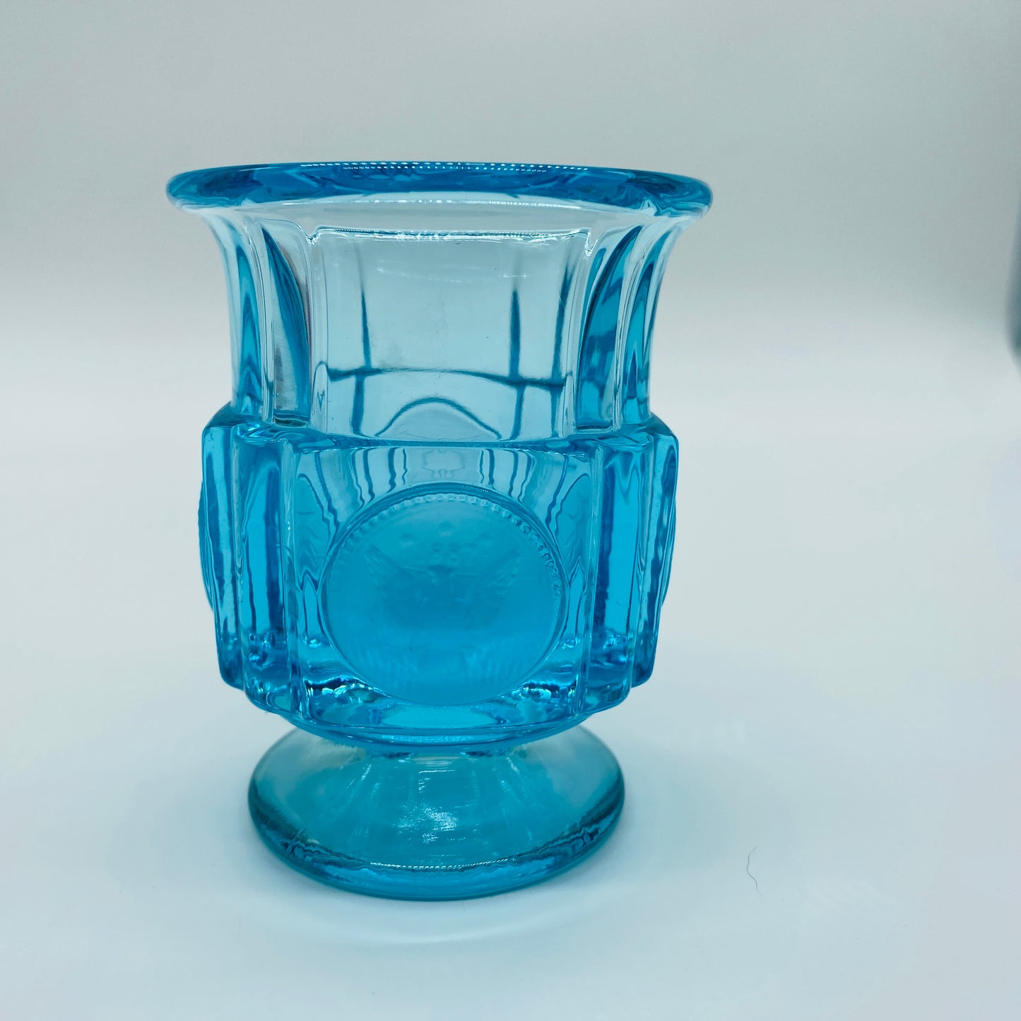 Fostoria Ice Blue Coin Glass Toothpick Holder