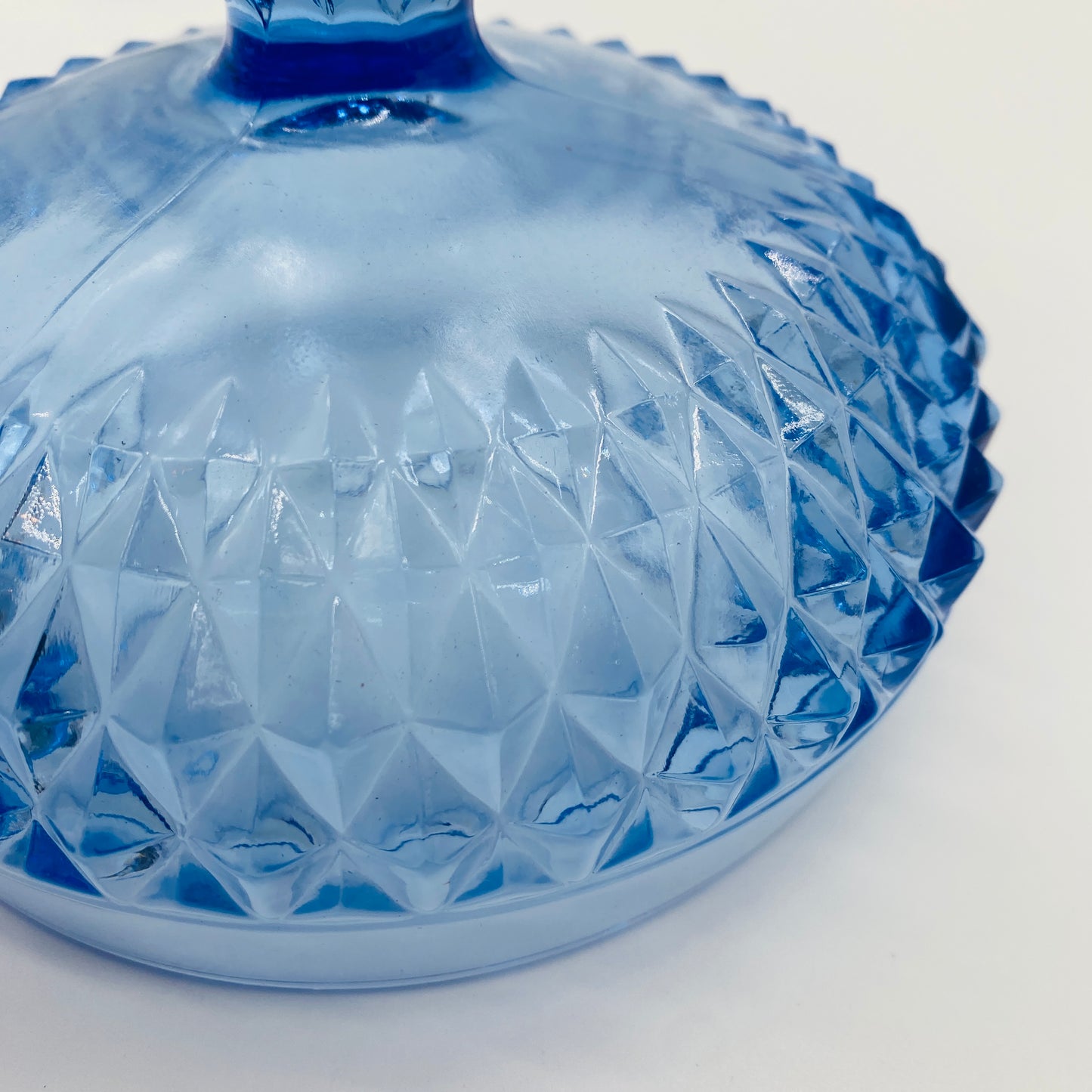 Regal Blue Diamond Glass Pedestal Compote