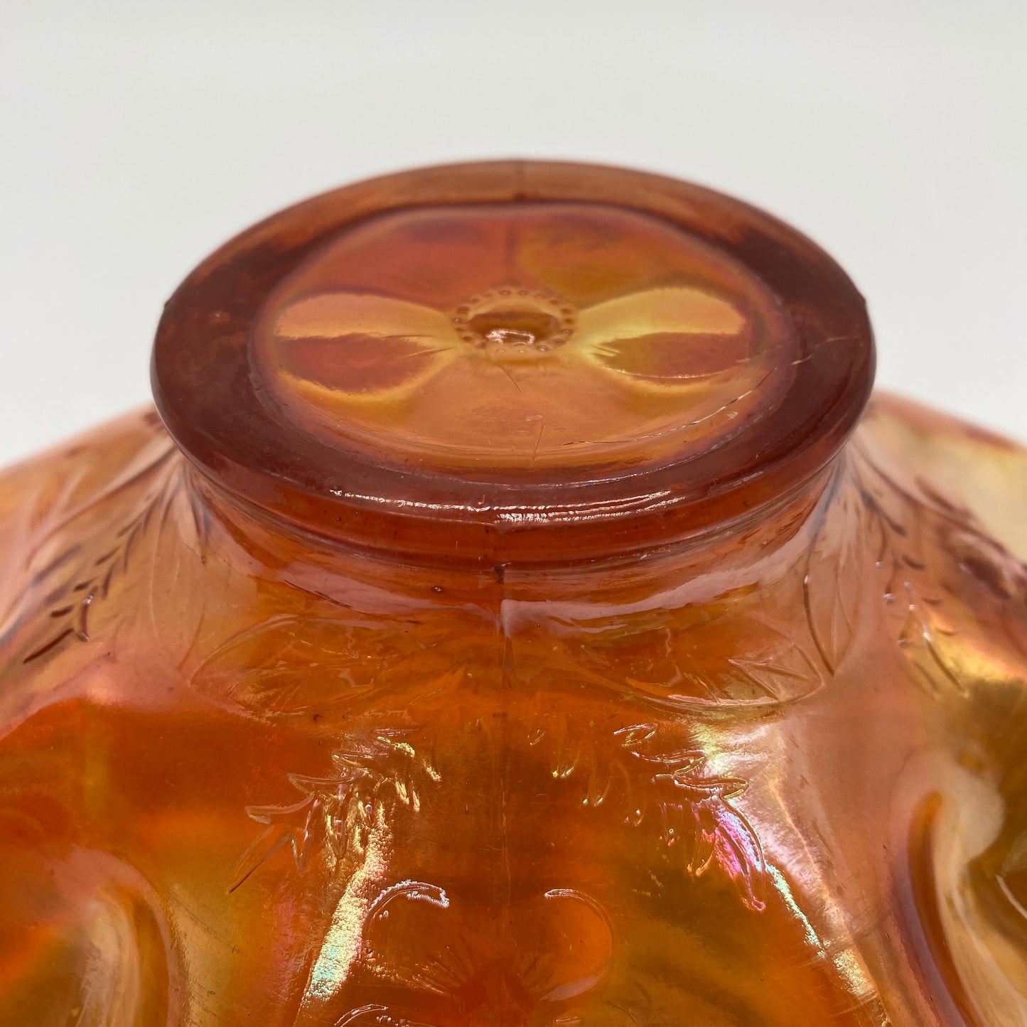 Marigold Carnival Glass Ruffle Bowl