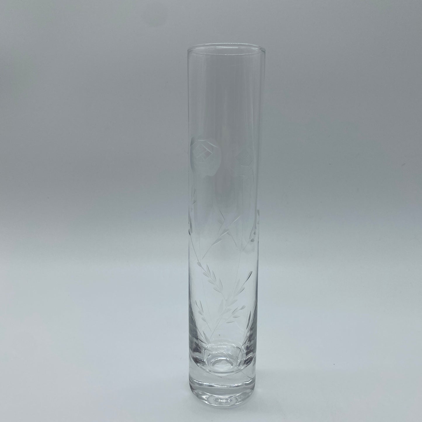 Etched Glass Bud Vase