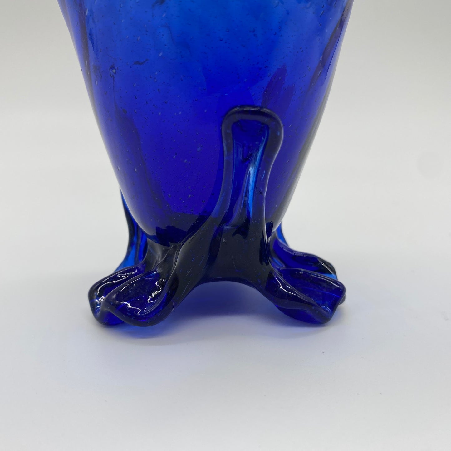 Cobalt Glass Footed Hat Pin Holder