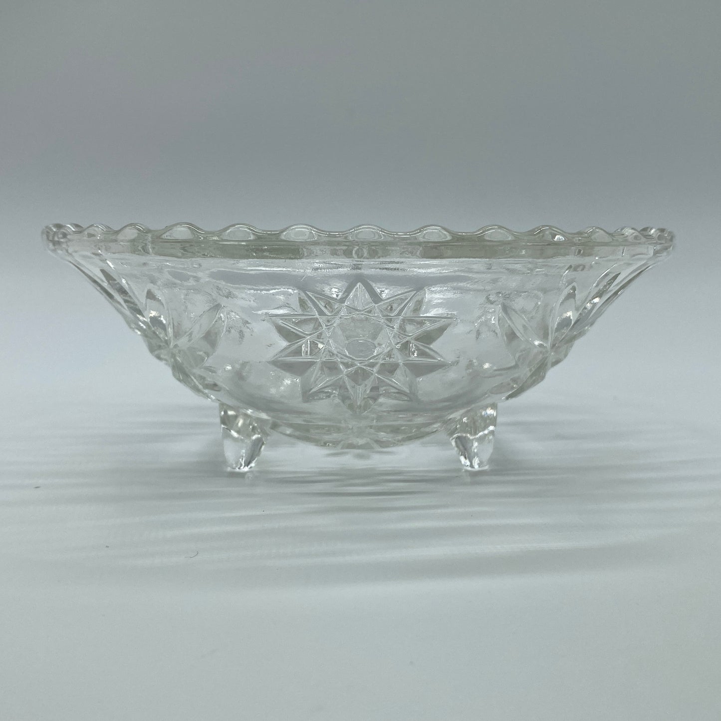 Anchor Hocking Star of David Glass Footed Candy Dish