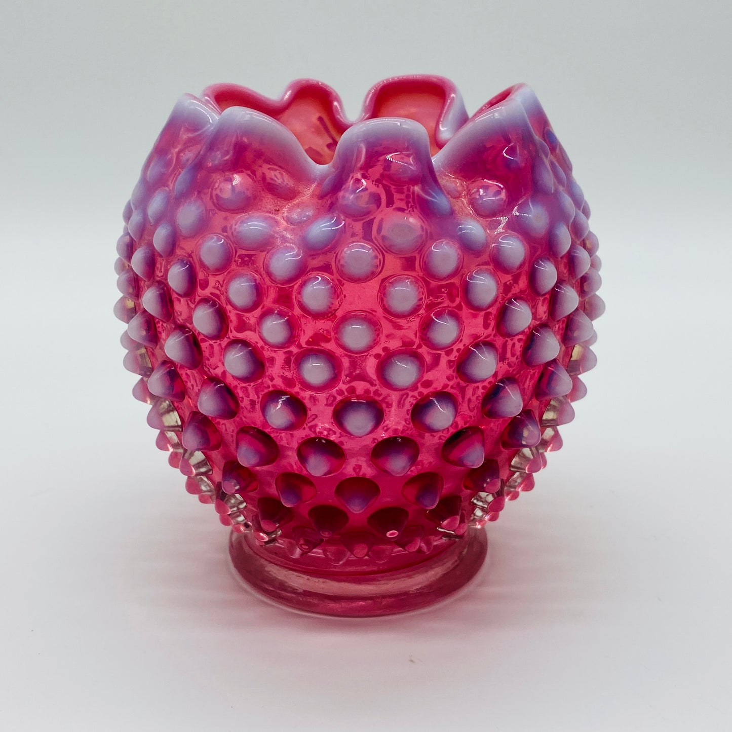 Fenton style Cranberry Opalescent Hobnail Art Glass