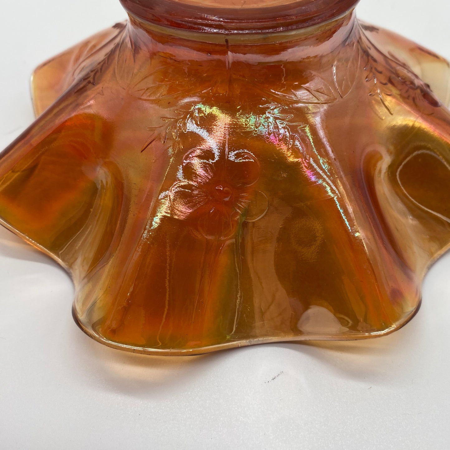 Marigold Carnival Glass Ruffle Bowl