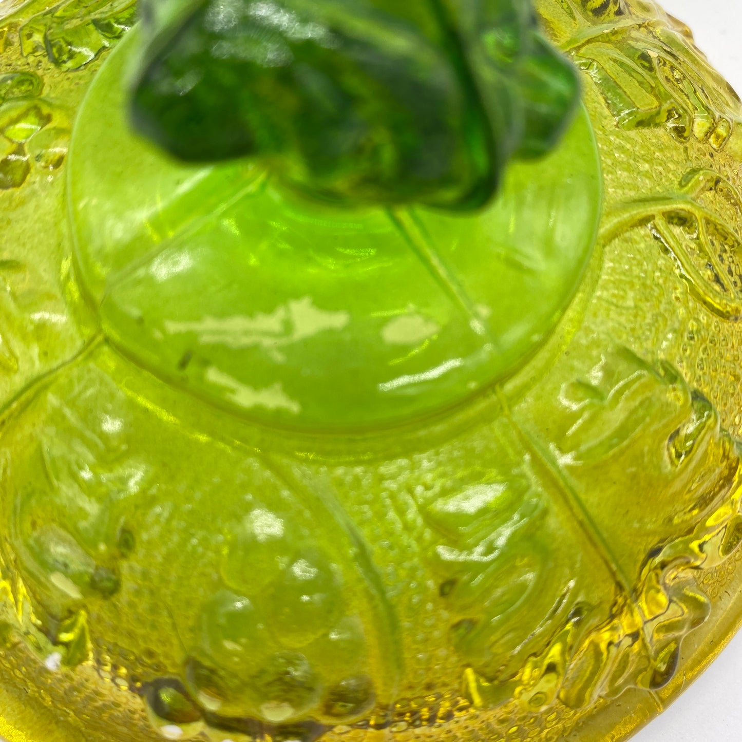 Green to Yellow Gradient Lidded and Footed Candy Dish