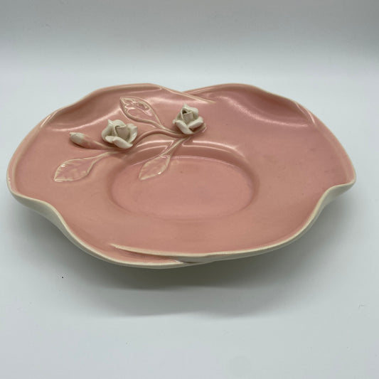 Haldeman California Pottery Console Bowl, Pink and Cream, Roses