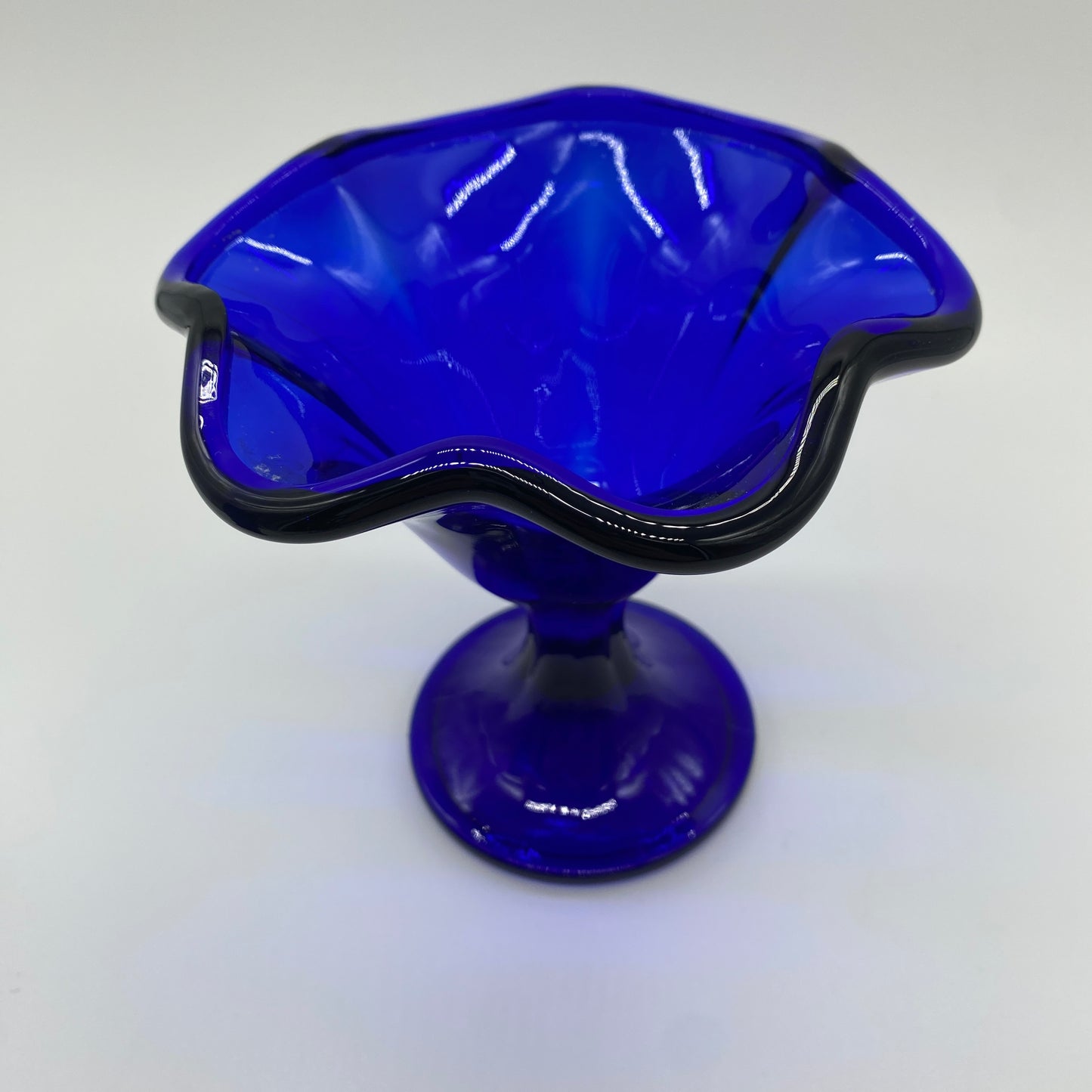 Cobalt Glass Footed Dish