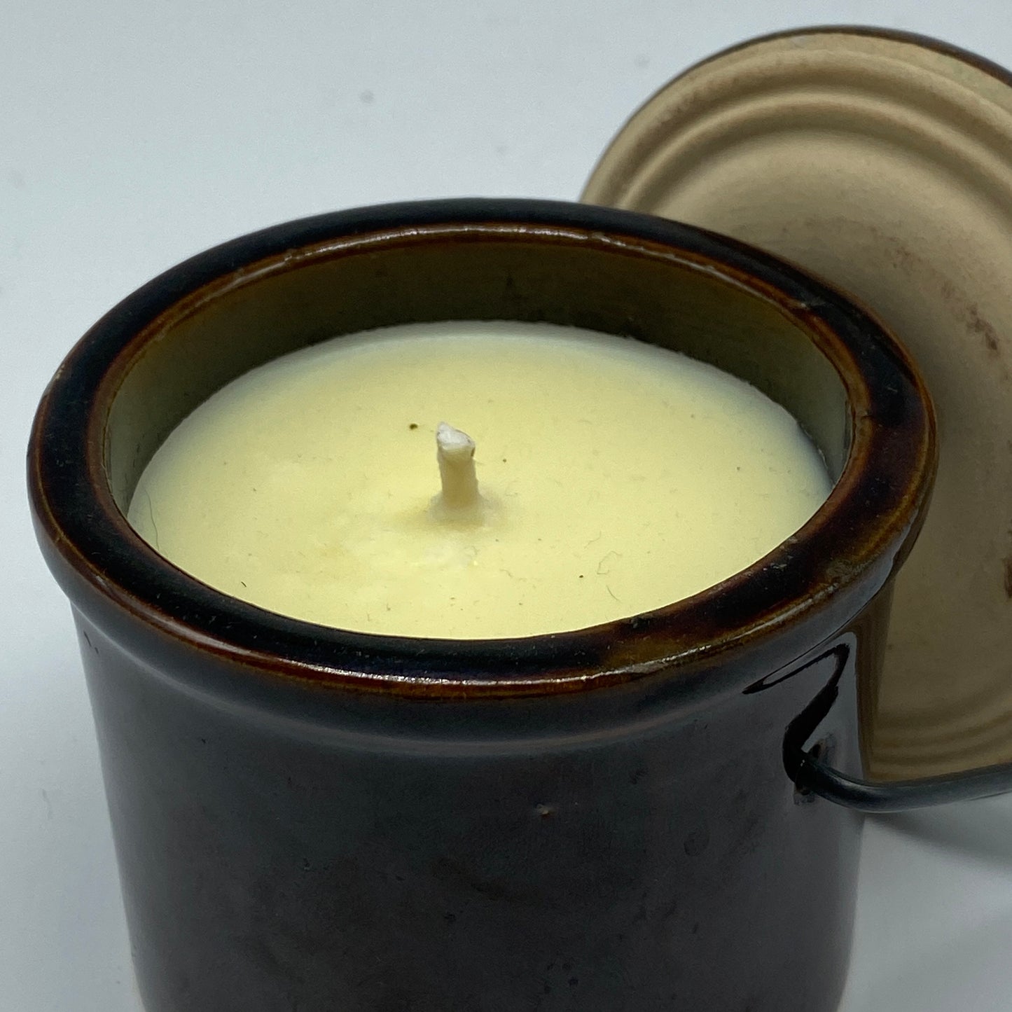 Hand Poured Candle - Brown Crock with Lid