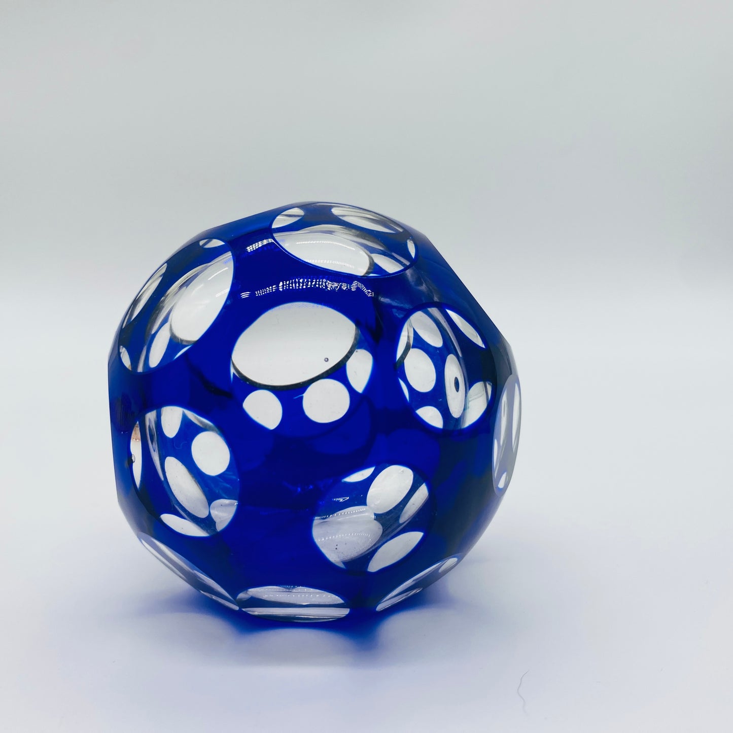 MCM Optic Sphere Cobalt to Clear Glass Ash Tray