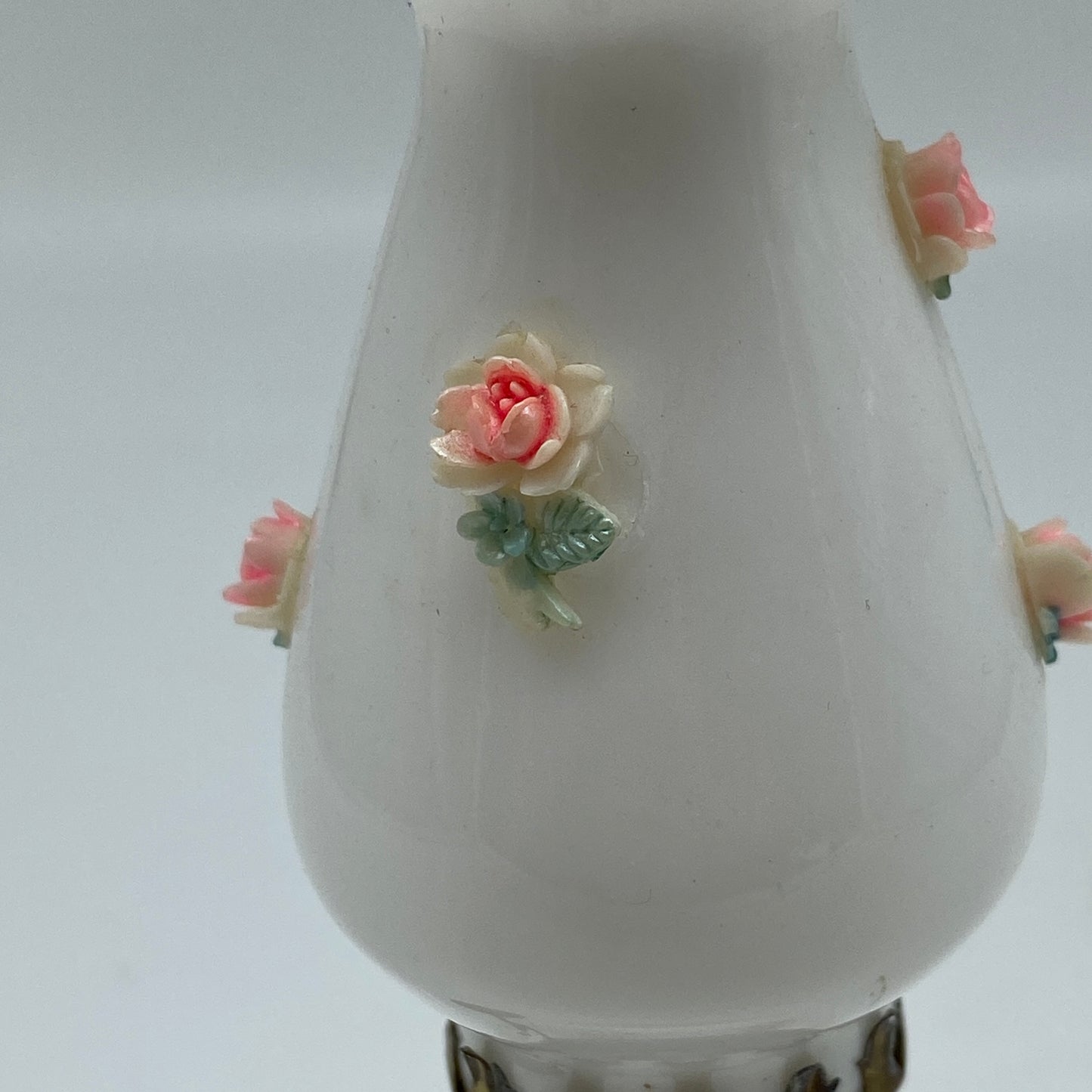 Mini Oil Lamp - Milk Glass with Acrylic Flowers