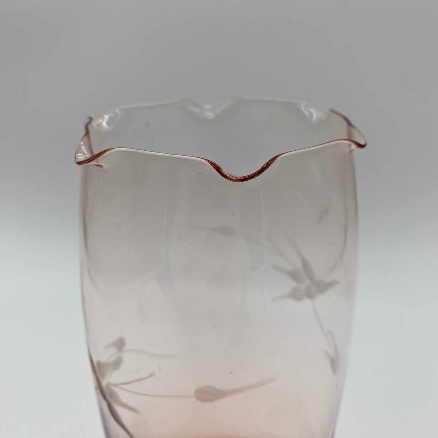 Pink Etched Glass Vase