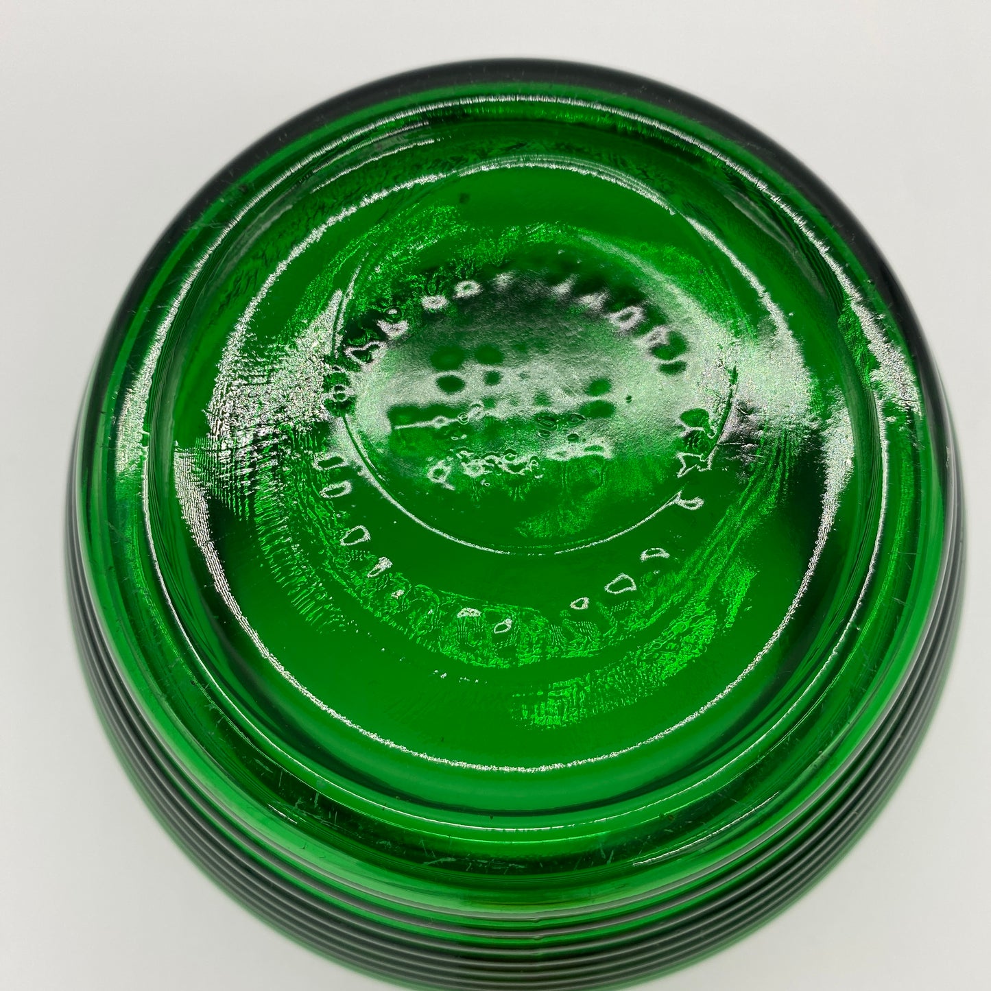 Emerald Ribbed Glass Bowl