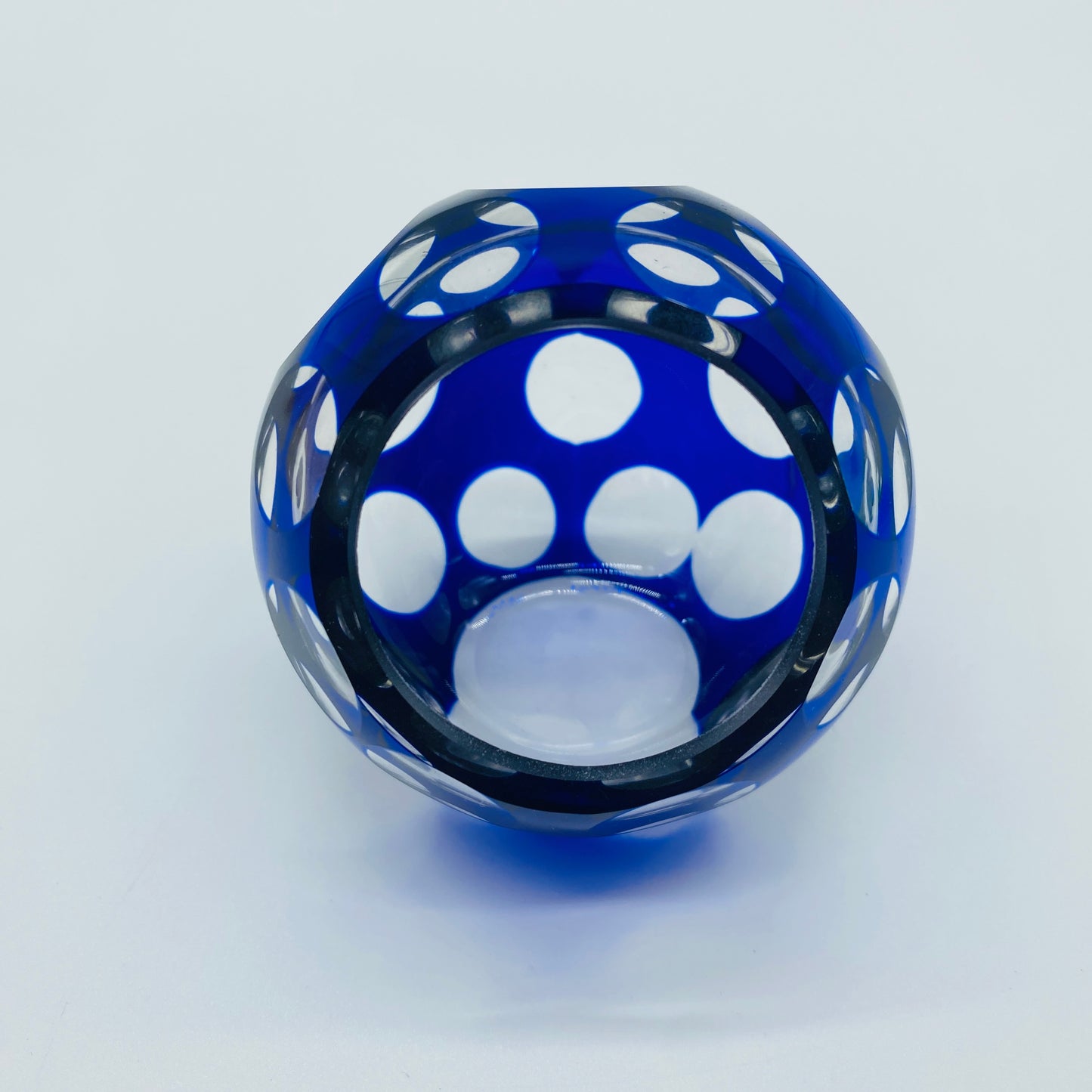 MCM Optic Sphere Cobalt to Clear Glass Ash Tray