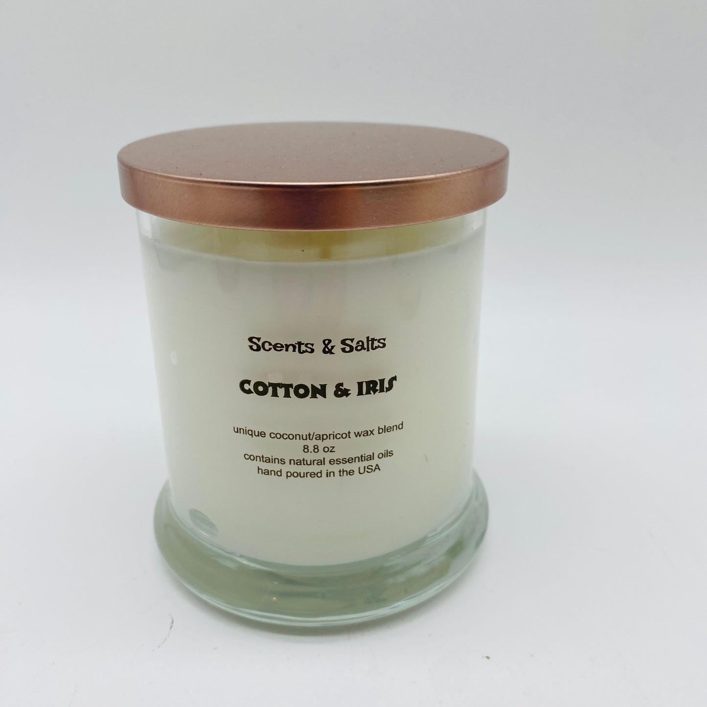 Scents and Salts Hand Poured Candle - Cotton and Iris