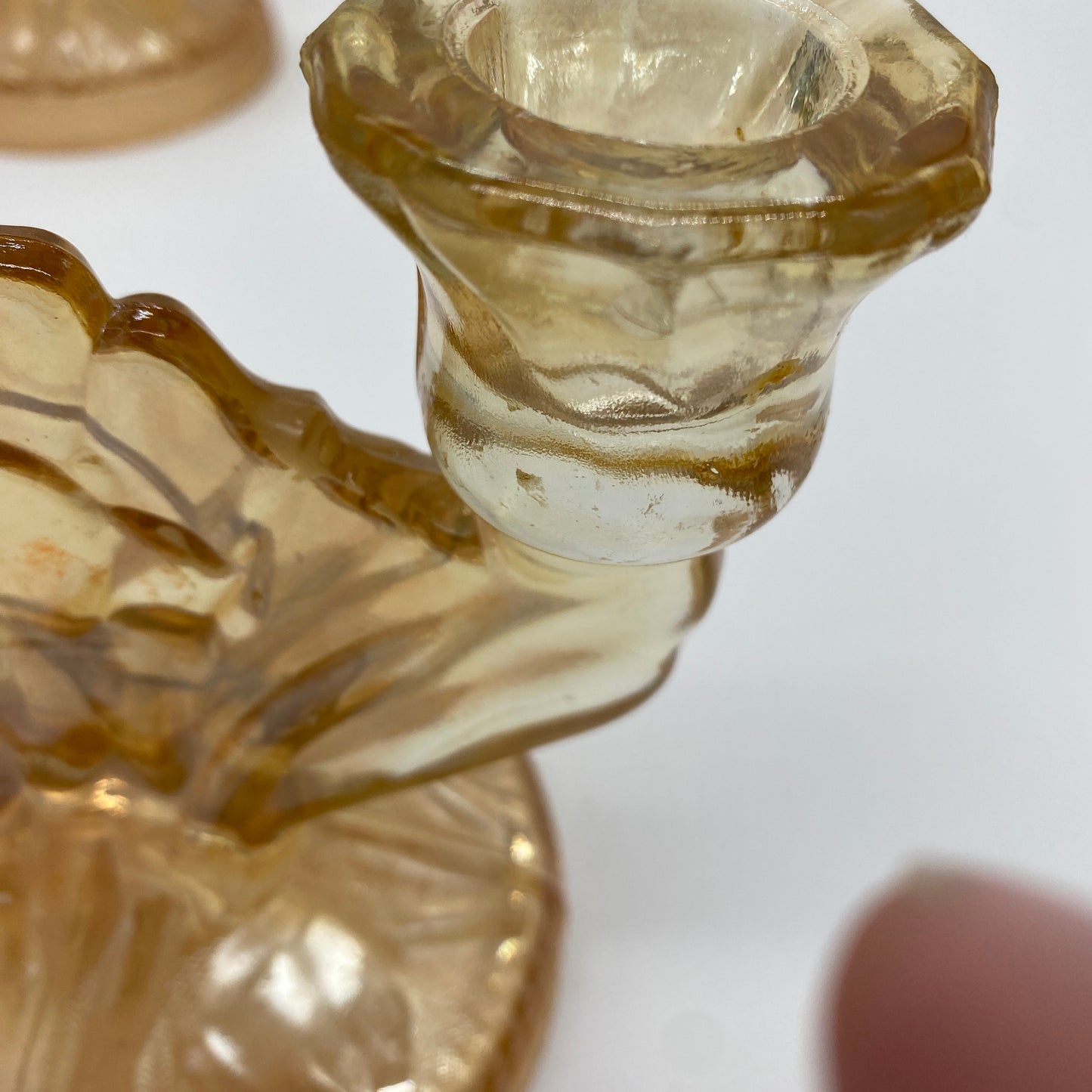 One Marigold Glass Candlestick Holder