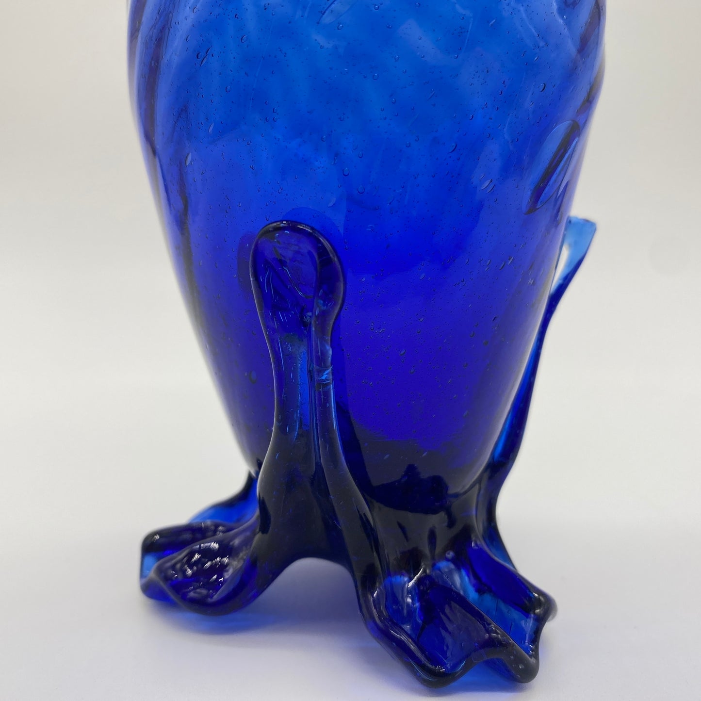 Cobalt Glass Footed Hat Pin Holder