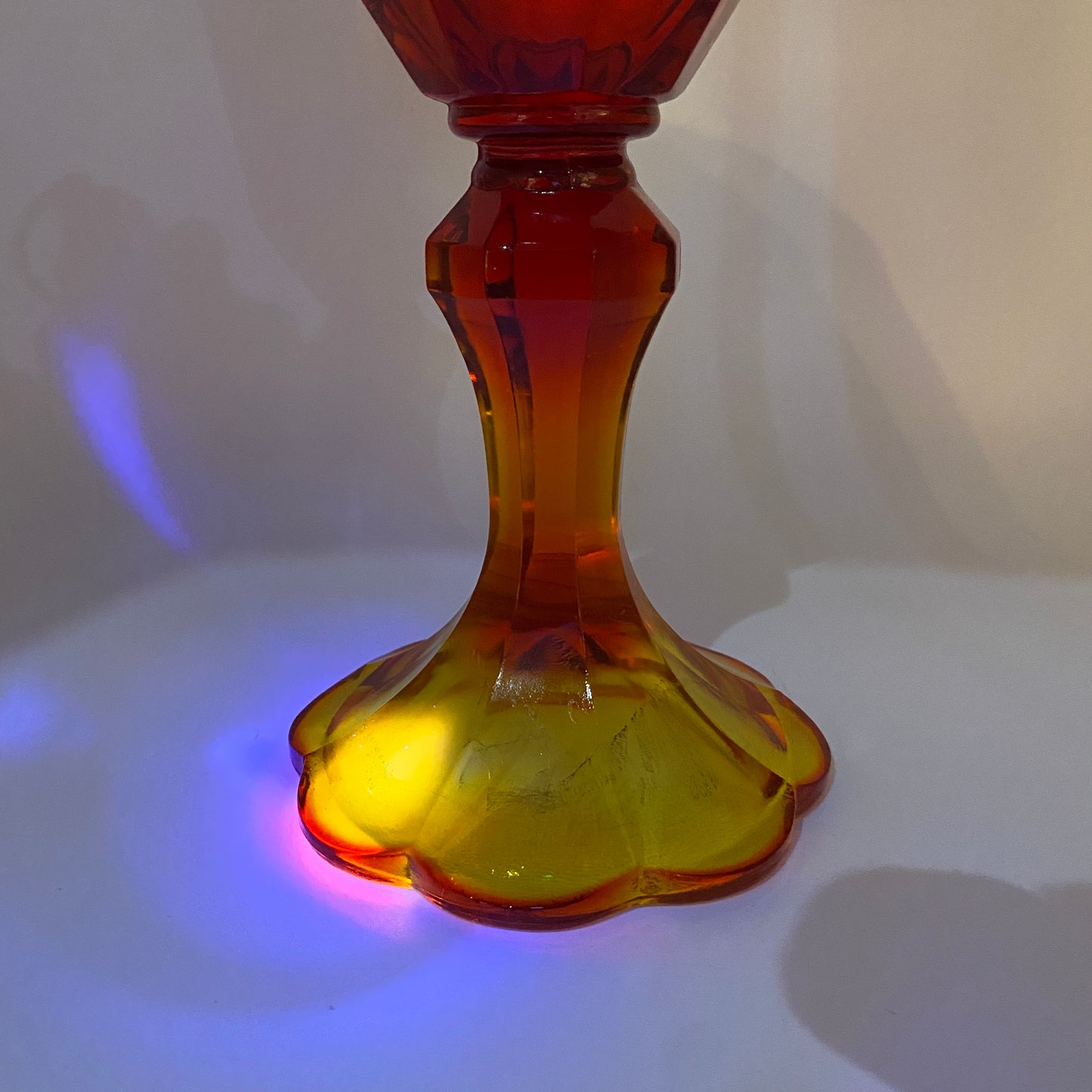 Amberina Indiana Glass Diamond Point - UV Reactive