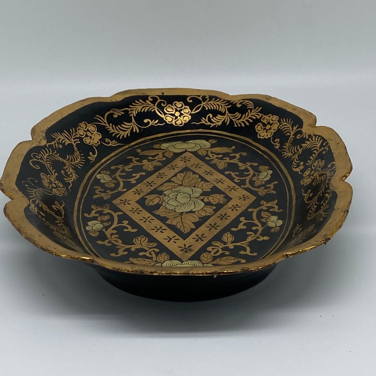 Gold and Black Design Oval Trinket Tray