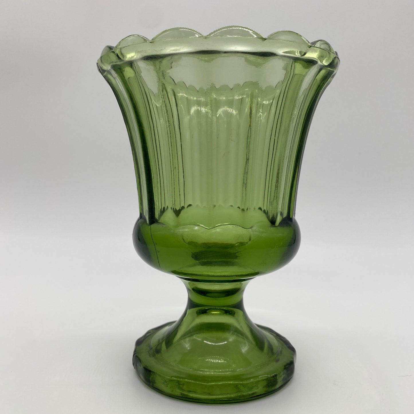 Green Glass Pedestal Vase