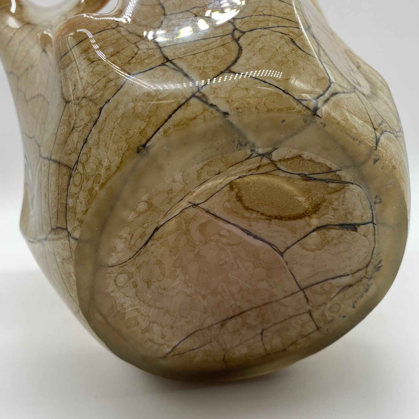 Beige Marbled Art Glass Sculpture