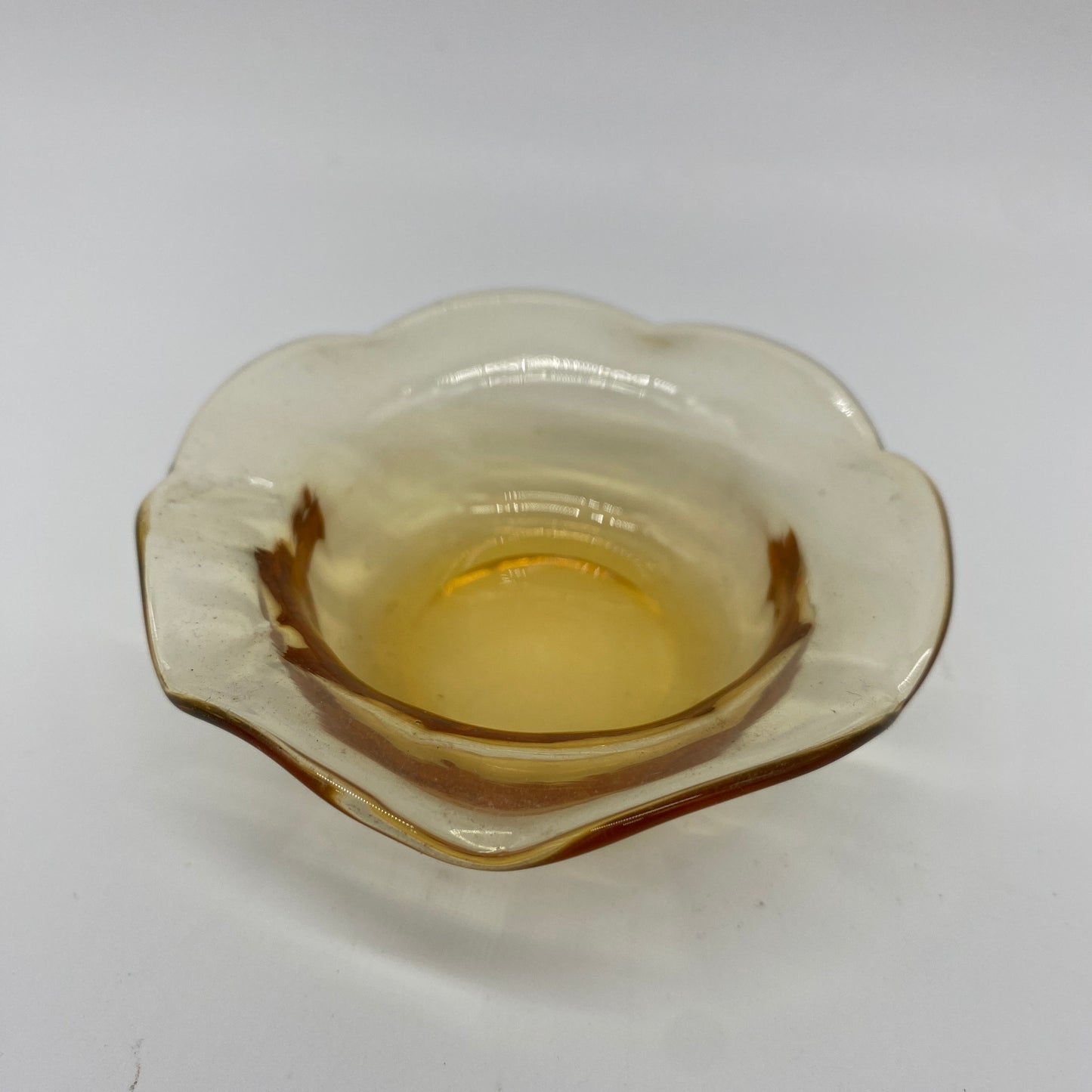 Yellow Ruffle Glass Salt Cellar