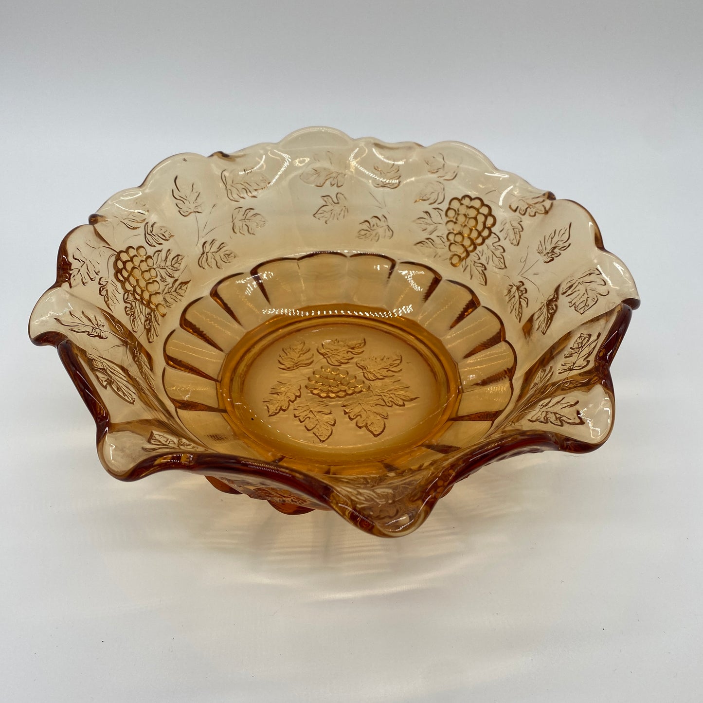 Amber Grape Ruffle Glass Bowl