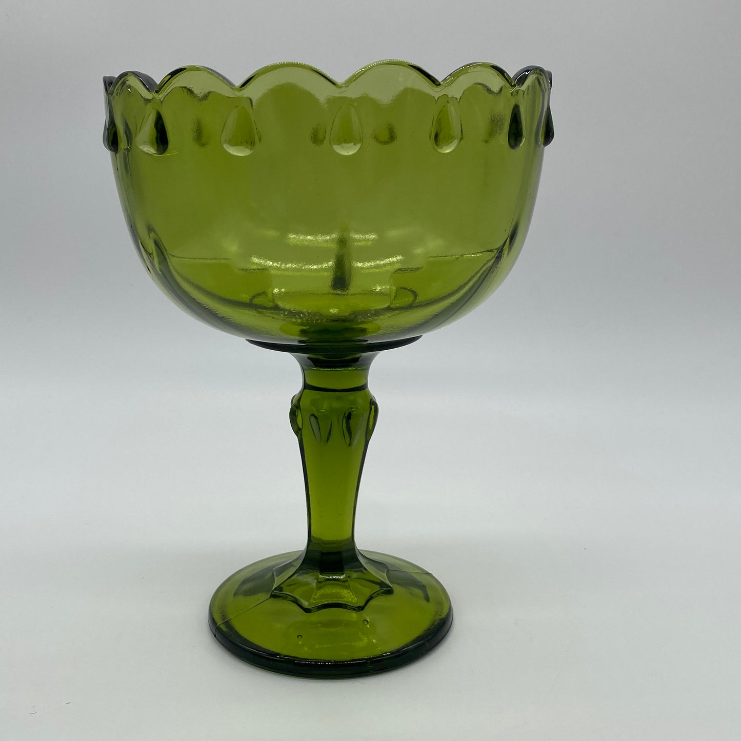 Green Teardrop Glass Pedestal Bowl