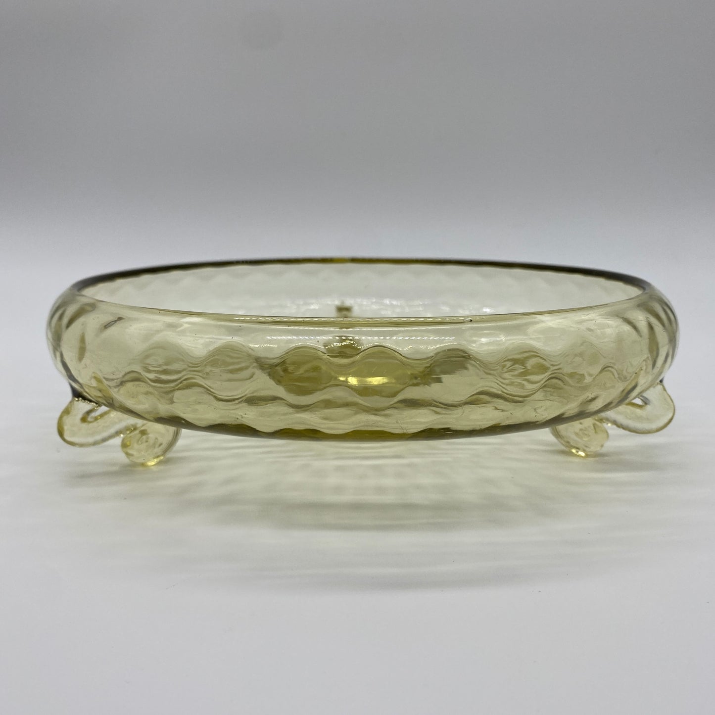 Yellow Glass Footed Shallow Dish